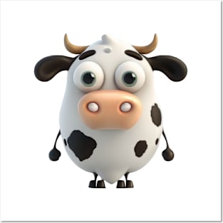 Cow Farm Cute Adorable Humorous Illustration Posters and Art